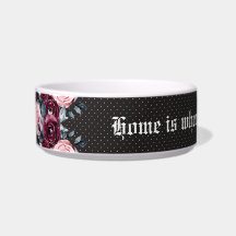 Gothic romantic bouquet Medium Pet Bowl