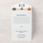 Gothic Romantic Skeleton Hand Halloween Huwelijk All In One Uitnodiging (Buitenkant)