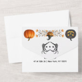 Gothic Romantic Skeleton Hand Halloween Huwelijk All In One Uitnodiging (Achterkant)