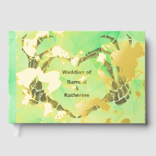 Gothic Romantic Skeleton Hand Halloween Huwelijk Gastenboek (Voorkant)