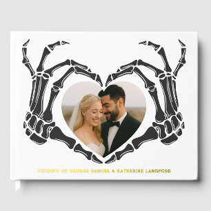 Gothic Romantic Skeleton Hand Halloween Huwelijk Gastenboek