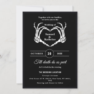 Gothic Romantic Skeleton Hand Halloween Huwelijk Kaart