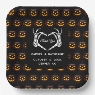 Gothic Romantic Skeleton Hand Halloween Huwelijk Papieren Bordje