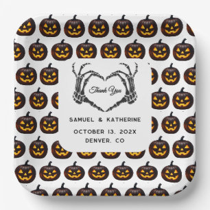 Gothic Romantic Skeleton Hand Halloween Huwelijk Papieren Bordje