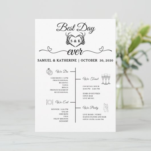 Gothic Romantic Skeleton Hand Halloween Huwelijk Programma (Staand voorkant)