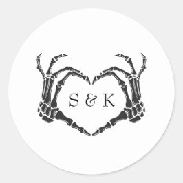 Gothic Romantic Skeleton Hand Halloween Huwelijk Ronde Sticker