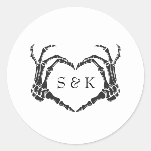 Gothic Romantic Skeleton Hand Halloween Huwelijk Ronde Sticker (Voorkant)