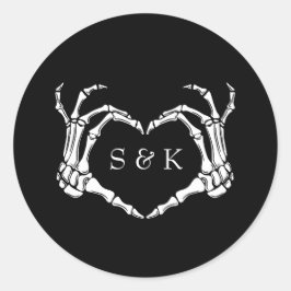 Gothic Romantic Skeleton Hand Halloween Huwelijk Ronde Sticker