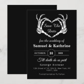 Gothic Romantic Skeleton Hand Halloween Huwelijk Save The Date (Voorkant / Achterkant)