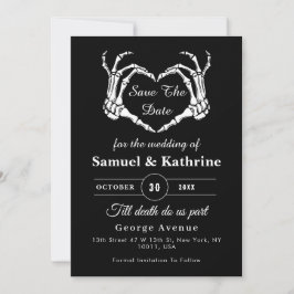 Gothic Romantic Skeleton Hand Halloween Huwelijk Save The Date