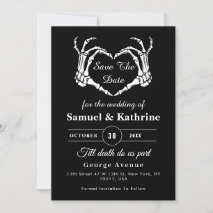 Gothic Romantic Skeleton Hand Halloween Huwelijk Save The Date