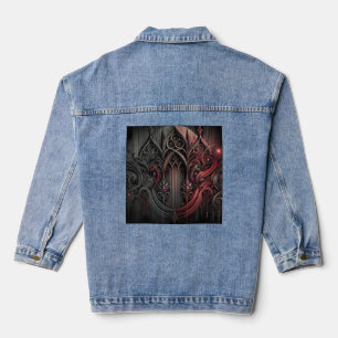 Gothic rood en zwart jeans denim jacket