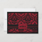 Gothic Rood en Zwart Kant RSVP-kaart RSVP Kaartje (Achterkant)
