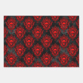 Gothic Rood en Zwart Schedel Wrapping Papier Inpakpapier Vel (Voorkant)