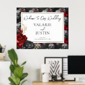 Gothic rood zwart bloemstuk welkom schuimbord voor poster (Thuiskantoor)