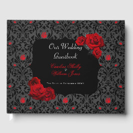 Gothic Roos Black and Red Wedding Invitation Gastenboek