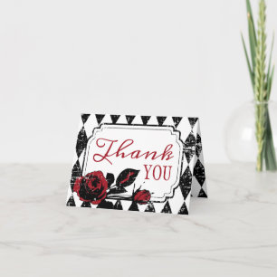Gothic Roos Grunge Diamond Print Dank u Bedankkaart