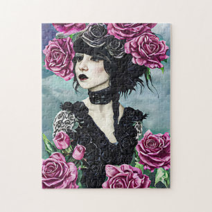 Gothic Roos Meisje Originele kunst Digitaal schild Legpuzzel