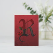 Gothic Roos Monogram R Briefkaart (Staand voorkant)