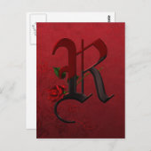 Gothic Roos Monogram R Briefkaart (Voorkant / Achterkant)