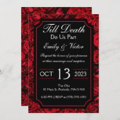 Gothic Roos Wedding Invitation Kaart (Voorkant / Achterkant)