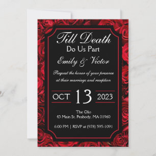 Gothic Roos Wedding Invitation Kaart