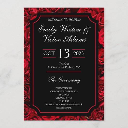 Gothic Roos Wedding Program Wide Menu (Voorkant)