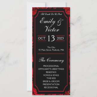 Gothic Roos Wedding Programme Kaart