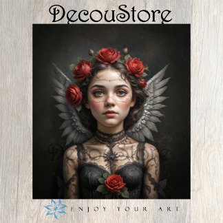 Gothic Rose Angel Decoupage Tissuepapier