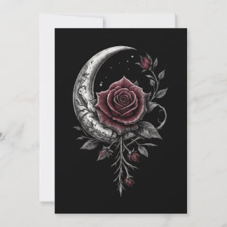 Gothic Rose Crescent Moon Dark Floral Artwork Feestdagenkaart