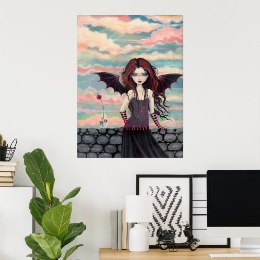 Gothic Rose Fantasy Vampire Fairy Poster (Bureau à domicile)