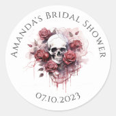 Gothic Rose Schedel Bruiloft Dank Je  Ronde Sticker (Voorkant)