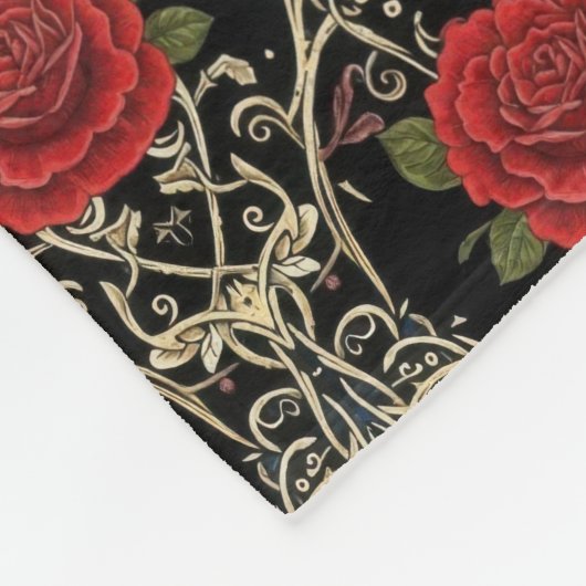 Gothic Roses Pattern Fleece Deken (Hoek)