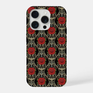 Gothic Roses Pattern Phone Case iPhone 15 Pro Hoesje