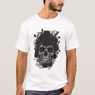 Gothic Roses Schedel – Día de los Muertos Kunst T-shirt