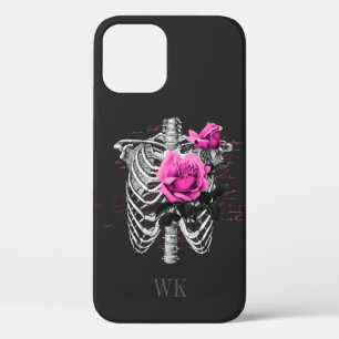 Gothic Roses Skull Monogram iPhone 12 Hoesje