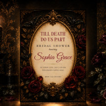 Gothic Roses Tot de Dood Bruiloft Feest Uitnodigin