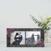 Gothic Roses Twee Foto's Zwarte Bedankkaart (Staand voorkant)