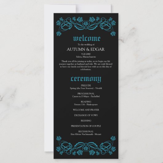 Gothic Roses Wedding Program (Voorkant)