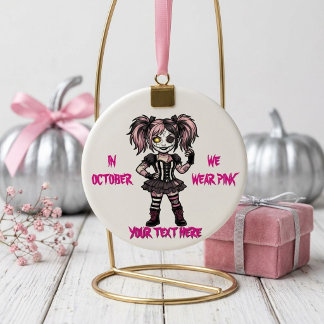 Gothic Roze Halloween I In Oktober dragen we Roze Keramisch Ornament