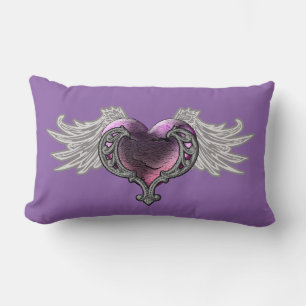 Gothic Roze Hart met Angel Wings Sierkussen Kussen