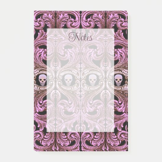 Gothic Roze Ornament met schedel Post-it® Notes (Voorkant)