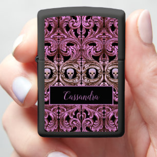 Gothic Roze Ornament met schedelZippo Lighter