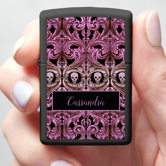 Gothic Roze Ornament met schedelZippo Lighter (In Hand)