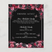 Gothic Roze Rood & Zwart Moody Quinceañera Menu (Achterkant)