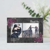Gothic Rozen 2 Foto Black Weddenschap Hartelijk da Bedankkaart (Staand voorkant)