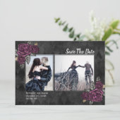 Gothic Rozen 2 Foto Black Wedding Save the Date (Staand voorkant)