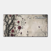 Gothic Rozen en script. Bewerkbare naam Bureaumat (Voorkant)