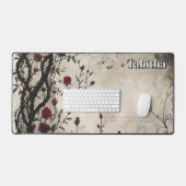 Gothic Rozen en script. Bewerkbare naam Bureaumat (Keyboard & Muis)