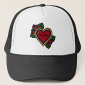 Gothic Rozen Hart Tattoo Trucker Pet (Voorkant)